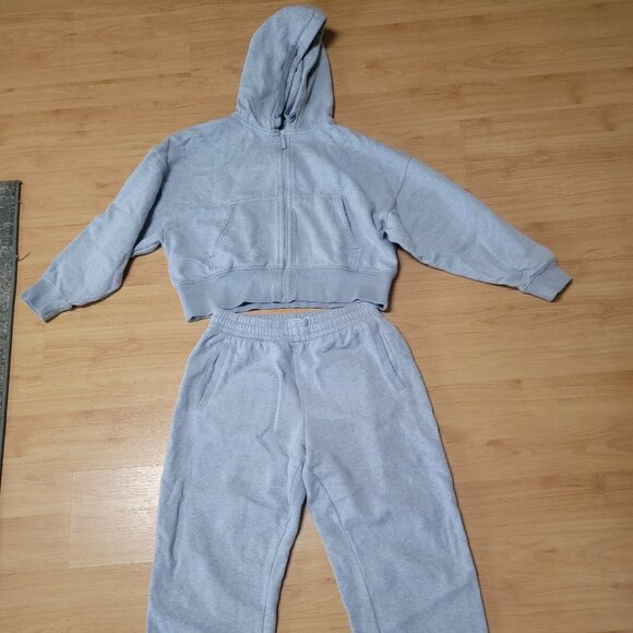 Calvin Klein Jogger & Zip Hoodie Set Light Heather Blue Womens Small Medium - Picture 1 of 7